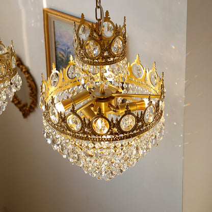 Elegant Vintage Crystal Chandelier - Dimmable, Easy Installation