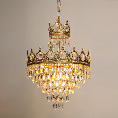 Elegant Vintage Crystal Chandelier - Dimmable, Easy Installation