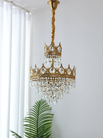 Elegant Vintage Crystal Chandelier - Dimmable, Easy Installation