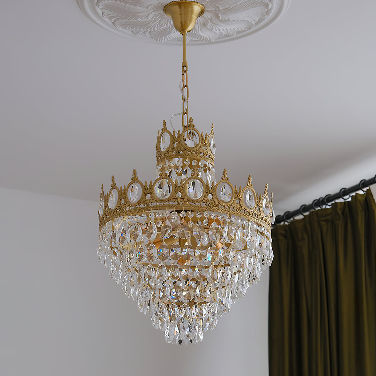 Elegant Vintage Crystal Chandelier - Dimmable, Easy Installation
