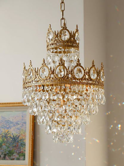 Elegant Vintage Crystal Chandelier - Dimmable, Easy Installation