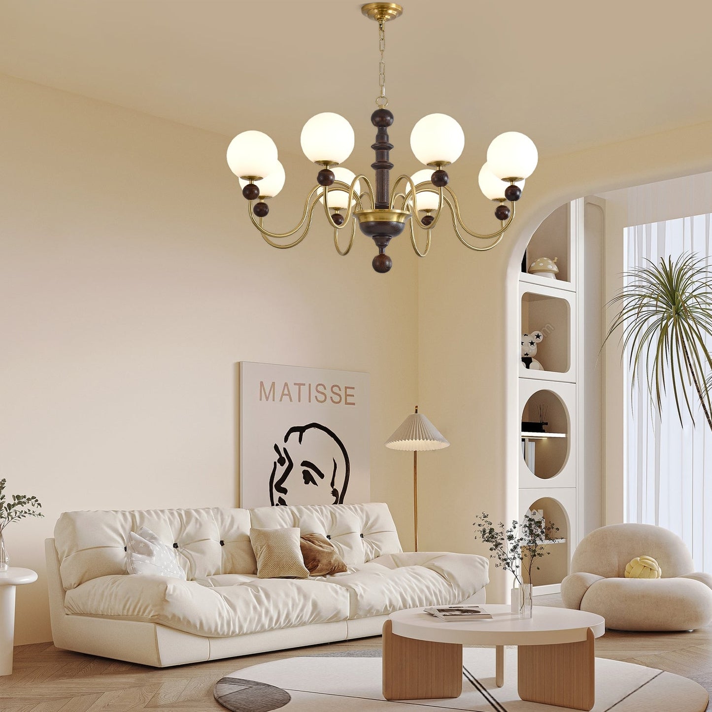 Vintage Curved Sphere Chandelier - Elegant Design with Adjustable Heig