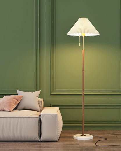 Vintage Pleated Floor Lamp with Adjustable Height & Soft Ambient Light
