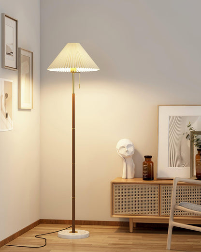 Vintage Pleated Floor Lamp with Adjustable Height & Soft Ambient Light