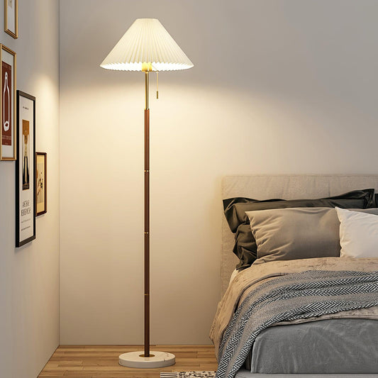 Vintage Pleated Floor Lamp with Adjustable Height & Soft Ambient Light