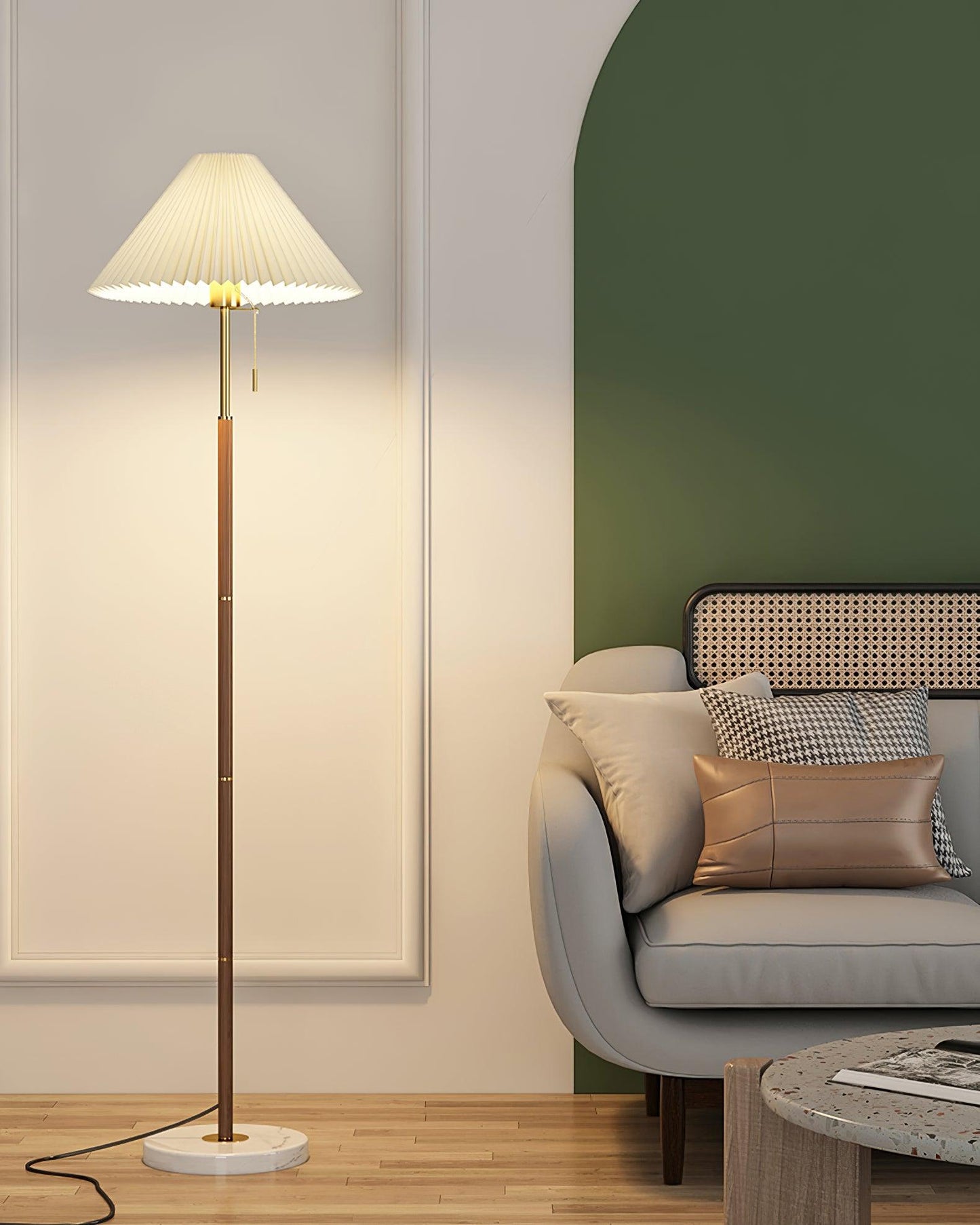 Vintage Pleated Floor Lamp with Adjustable Height & Soft Ambient Light