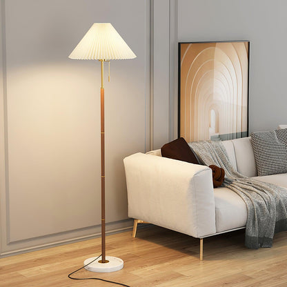 Vintage Pleated Floor Lamp with Adjustable Height & Soft Ambient Light