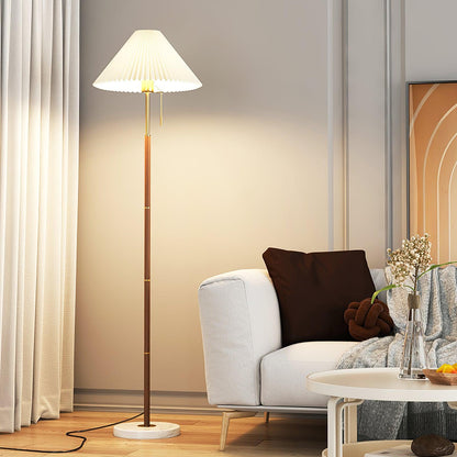 Vintage Pleated Floor Lamp with Adjustable Height & Soft Ambient Light