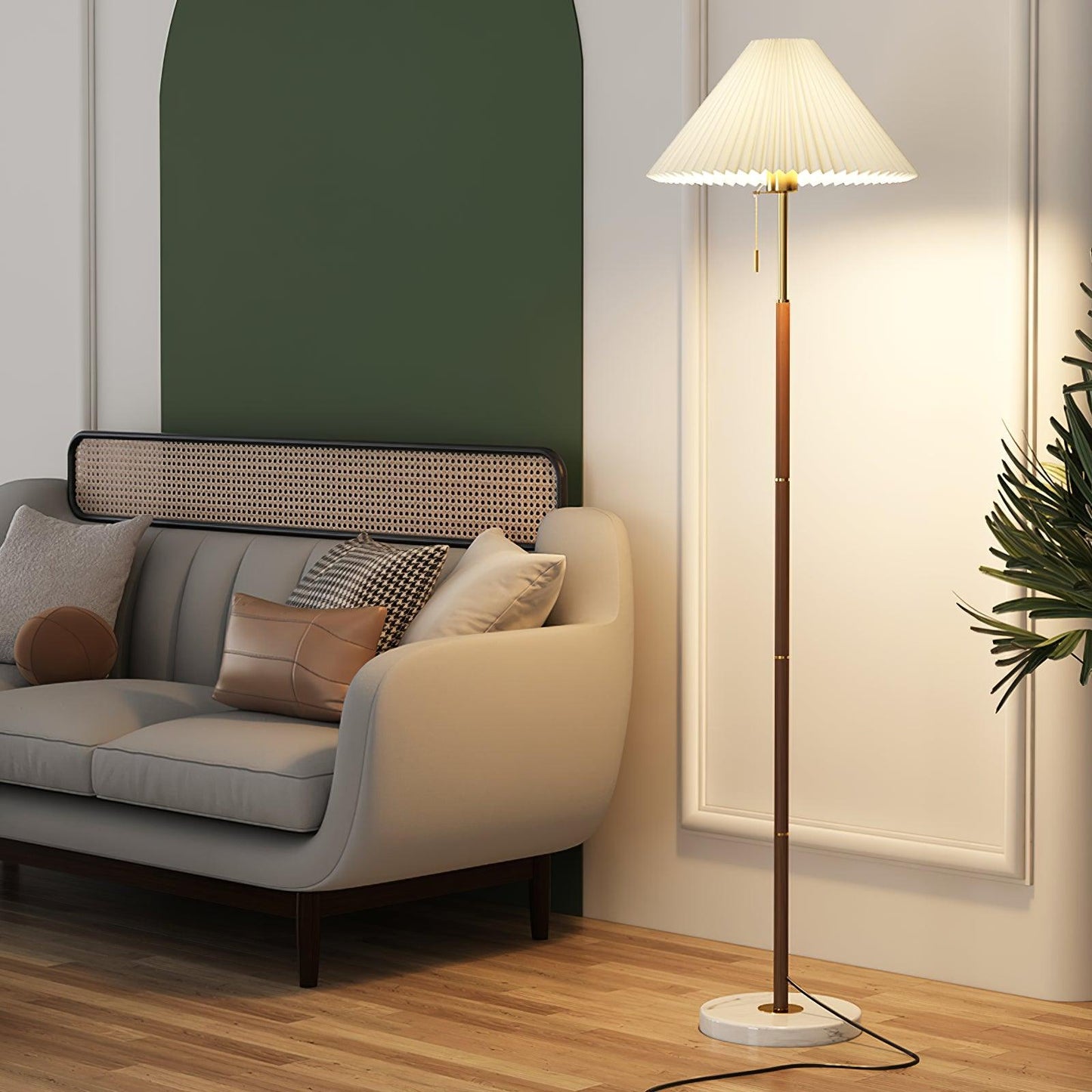 Vintage Pleated Floor Lamp with Adjustable Height & Soft Ambient Light