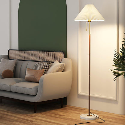 Vintage Pleated Floor Lamp with Adjustable Height & Soft Ambient Light