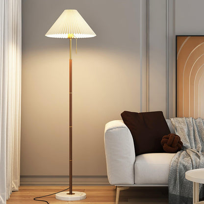 Vintage Pleated Floor Lamp with Adjustable Height & Soft Ambient Light