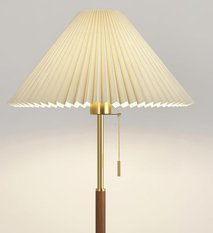 Vintage Pleated Floor Lamp with Adjustable Height & Soft Ambient Light