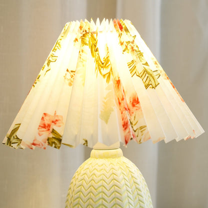 Elegant Vintage Pleated Table Lamp with Adjustable Brightness and Soft