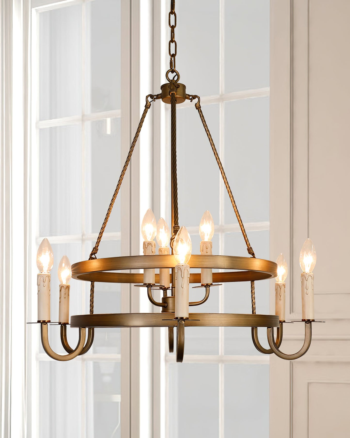 Vintage Voyager Chandelier - Elegant Lighting with Adjustable Height &