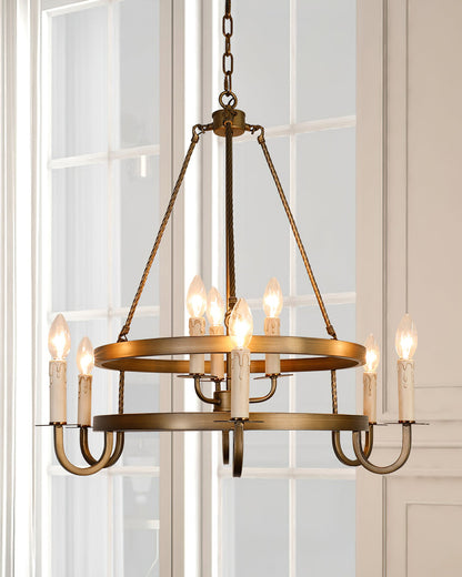 Vintage Voyager Chandelier - Elegant Lighting with Adjustable Height &