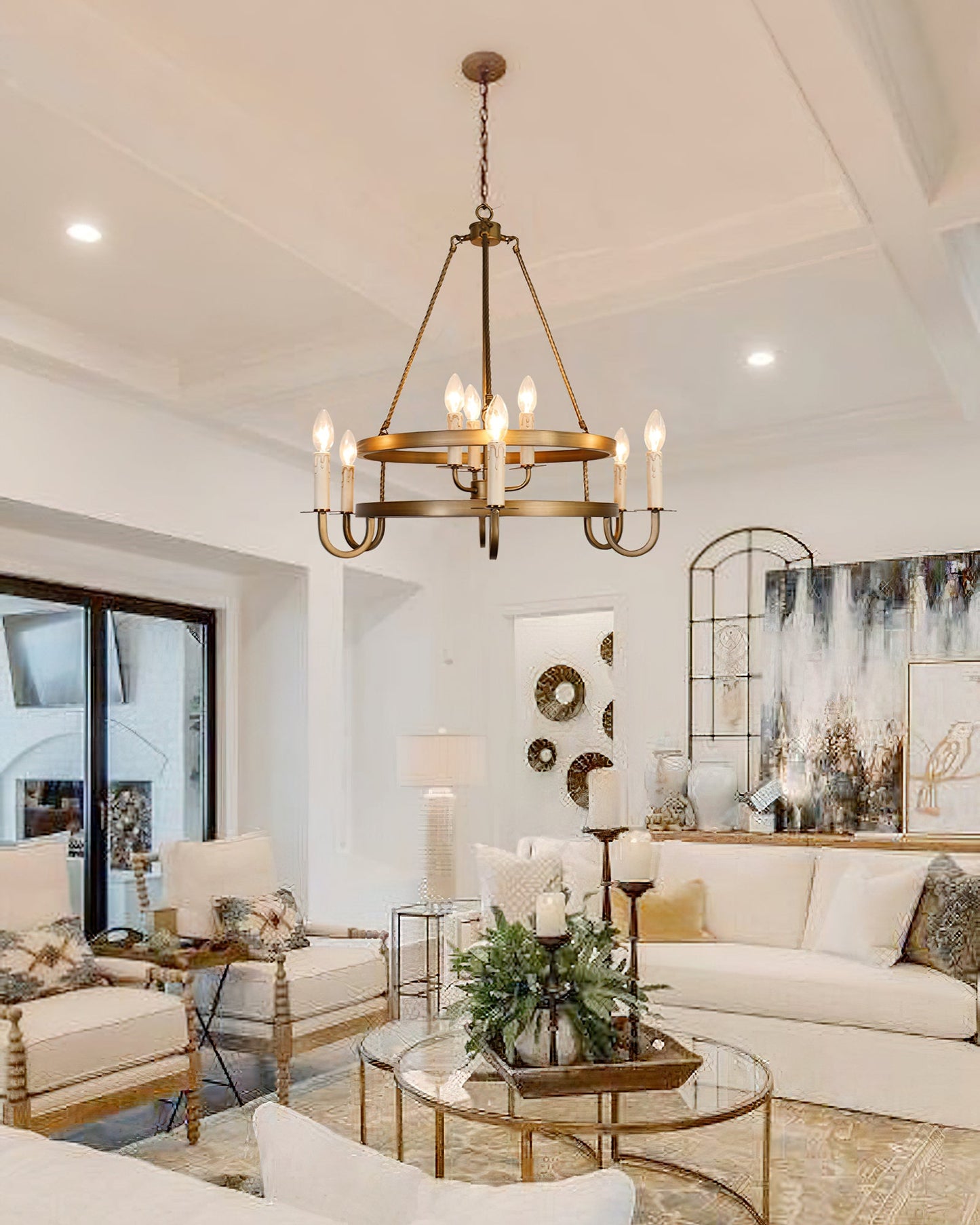 Vintage Voyager Chandelier - Elegant Lighting with Adjustable Height &