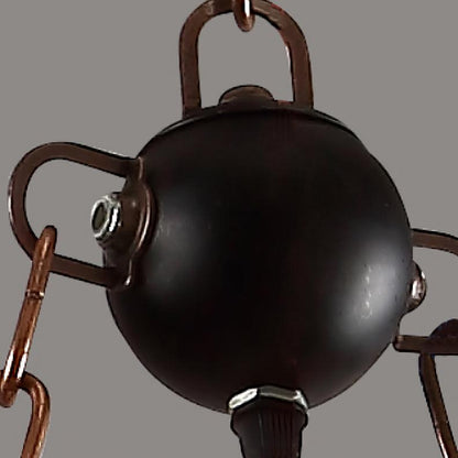 Elegant Vintage Wood and Glass Chandelier with Adjustable Height and L