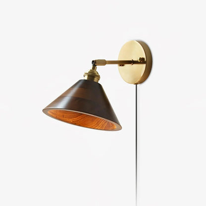 Vintage Wood Plug-in Wall Lamp with Adjustable Brightness & Easy Insta