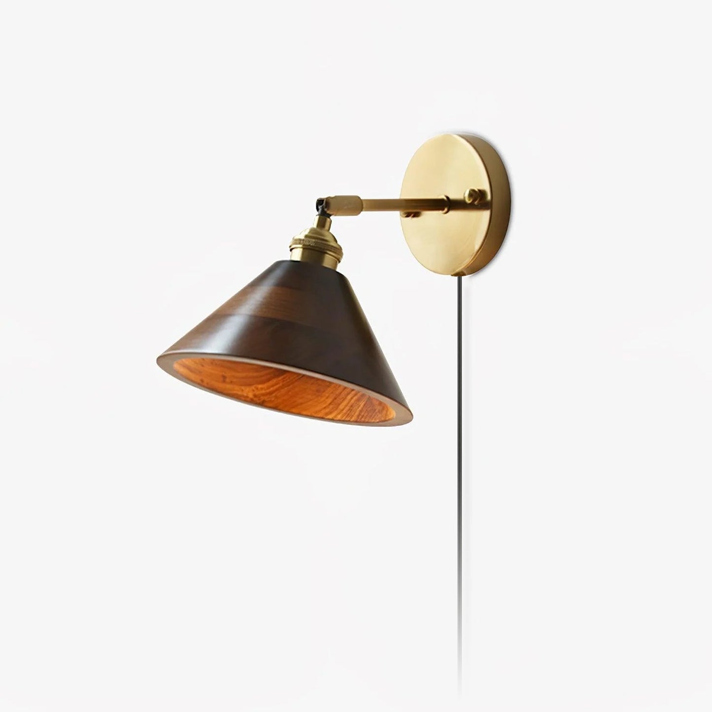 Vintage Wood Plug-in Wall Lamp with Adjustable Brightness & Easy Insta