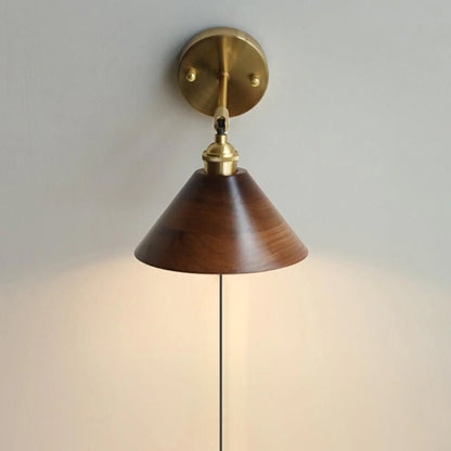 Vintage Wood Plug-in Wall Lamp with Adjustable Brightness & Easy Insta