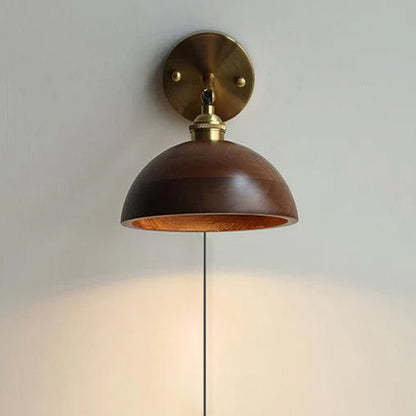 Vintage Wood Plug-in Wall Lamp with Adjustable Brightness & Easy Insta