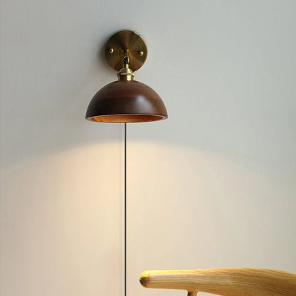 Vintage Wood Plug-in Wall Lamp with Adjustable Brightness & Easy Insta