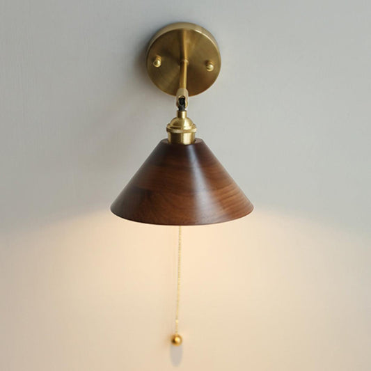 Rustic Vintage Wood Wall Lamp with Adjustable Brightness & Easy Instal