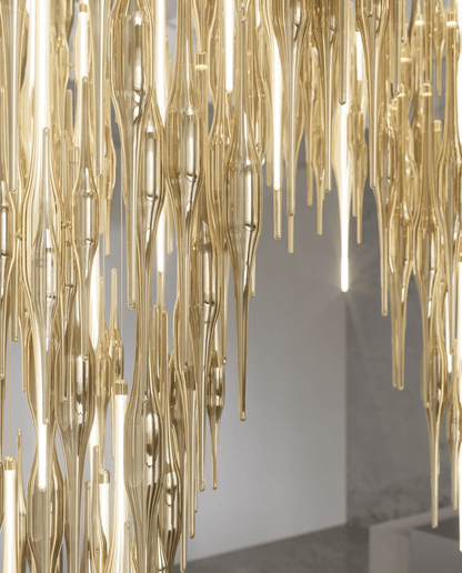 Elegant Vitara Glass Drop Chandelier with Adjustable Height & LED Comp