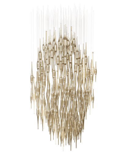 Elegant Vitara Glass Drop Chandelier with Adjustable Height & LED Comp