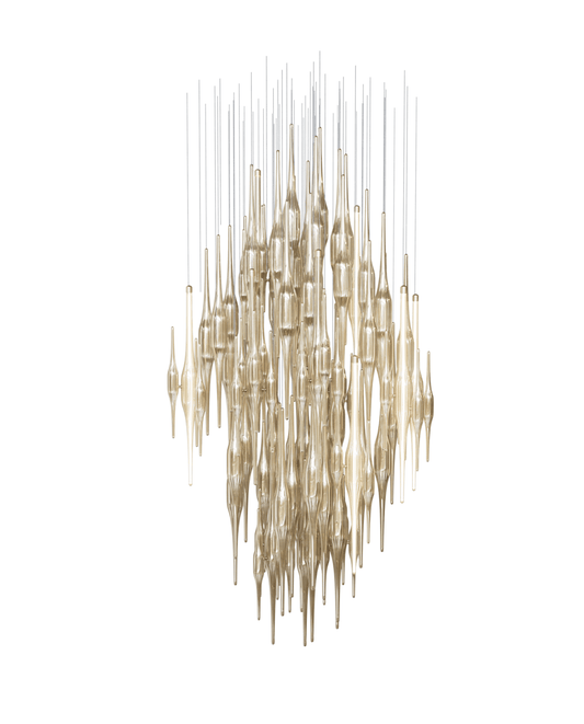 Elegant Vitara Glass Drop Chandelier with Adjustable Height & LED Comp
