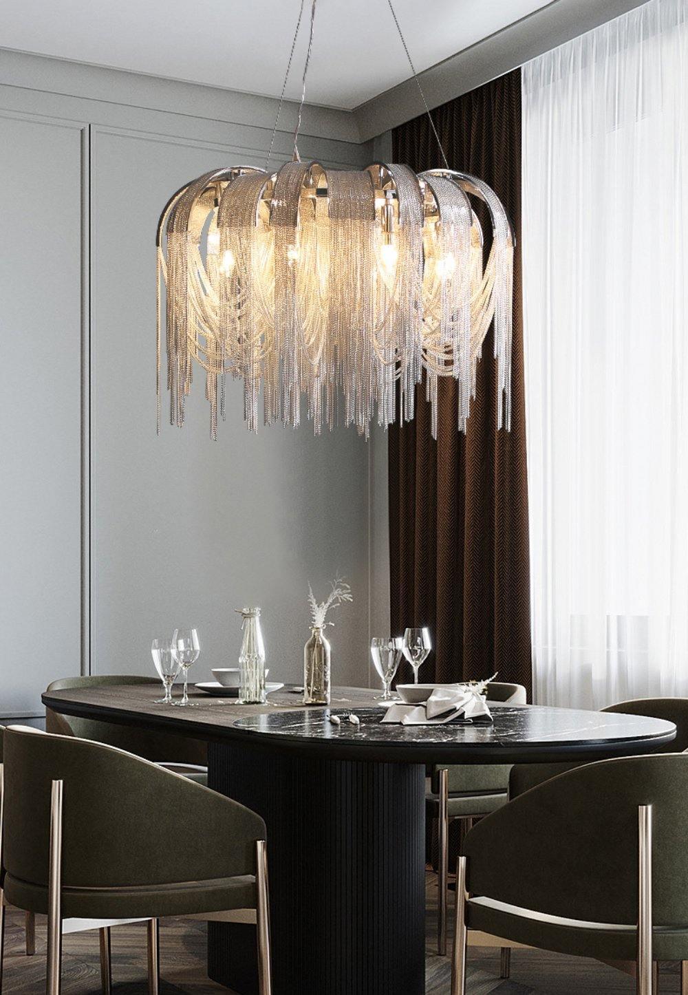 Elegant Length Chains Chandelier - Adjustable Height, Modern Design