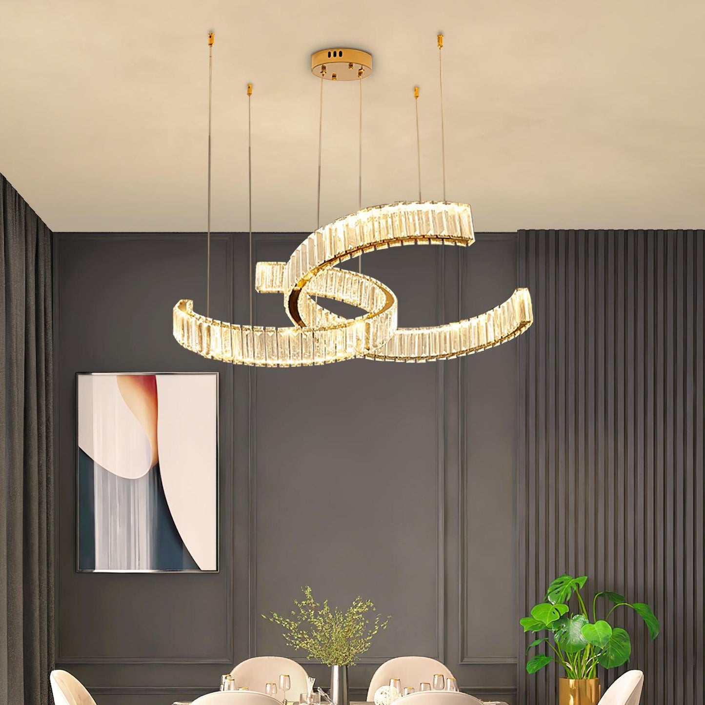 Vortex Chandelier - Modern Design, Dimmable LED, Adjustable Height