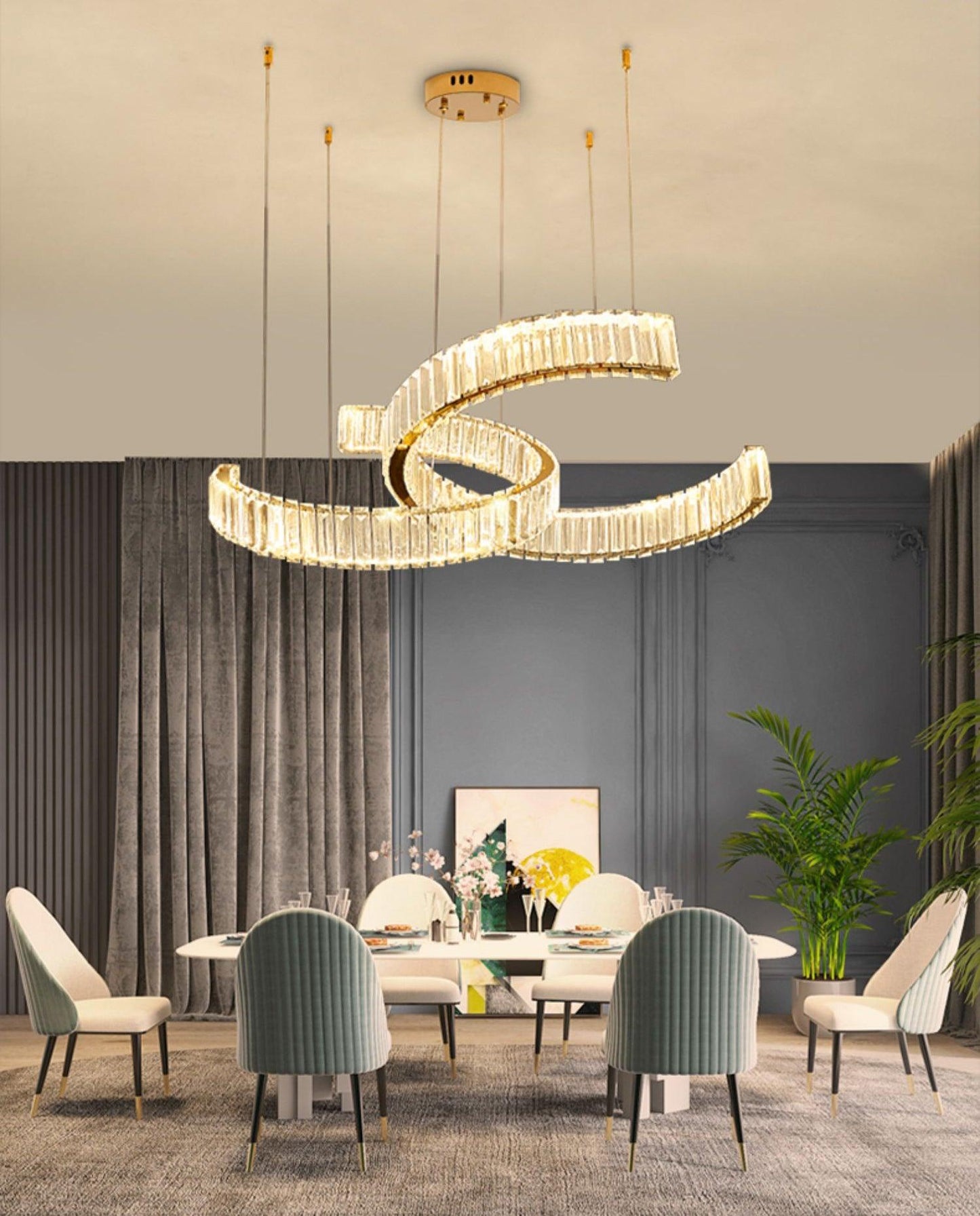 Vortex Chandelier - Modern Design, Dimmable LED, Adjustable Height