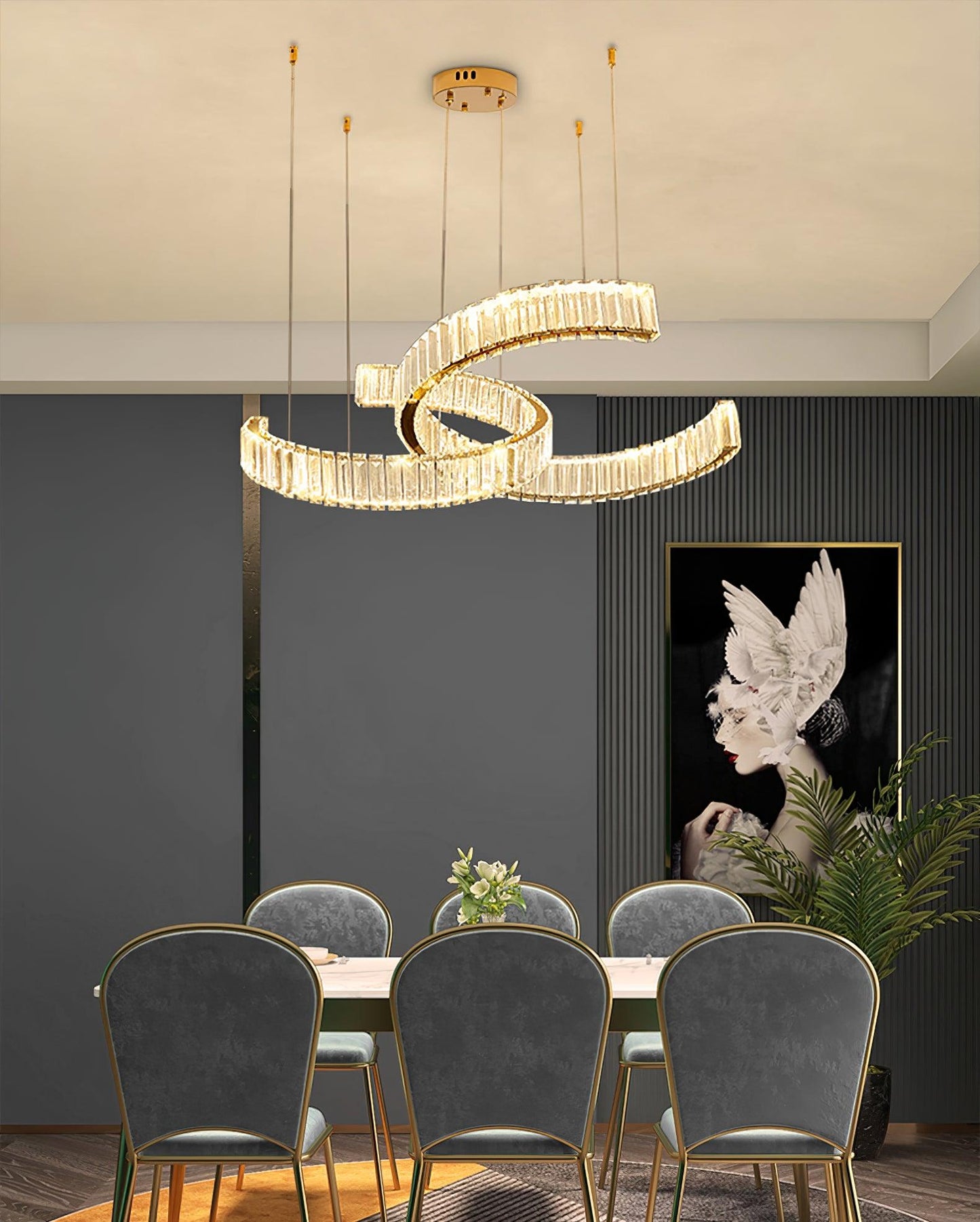 Vortex Chandelier - Modern Design, Dimmable LED, Adjustable Height