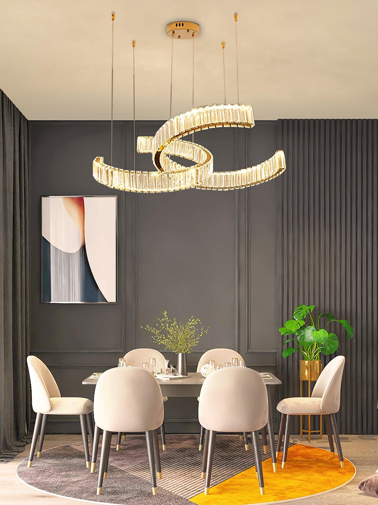 Vortex Chandelier - Modern Design, Dimmable LED, Adjustable Height