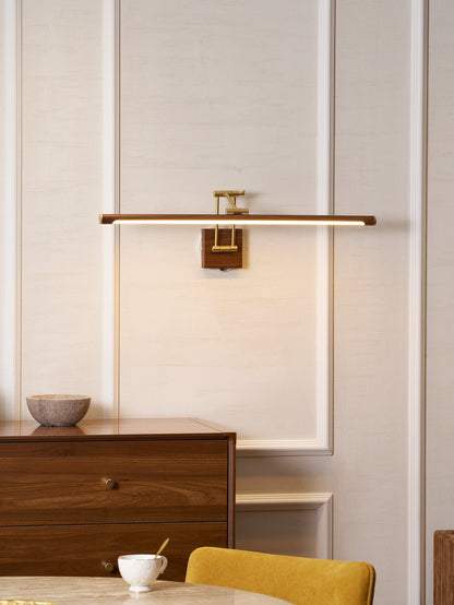 Walnut Linear Adjustable Wall Light - Dimmable & Energy Efficient