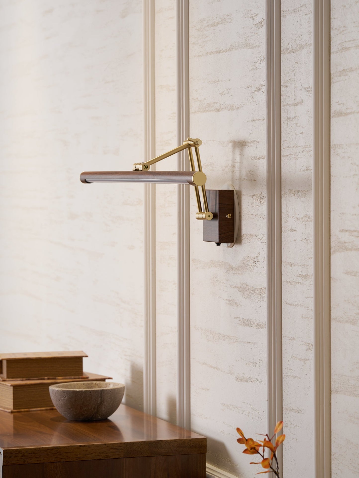 Walnut Linear Adjustable Wall Light - Dimmable & Energy Efficient