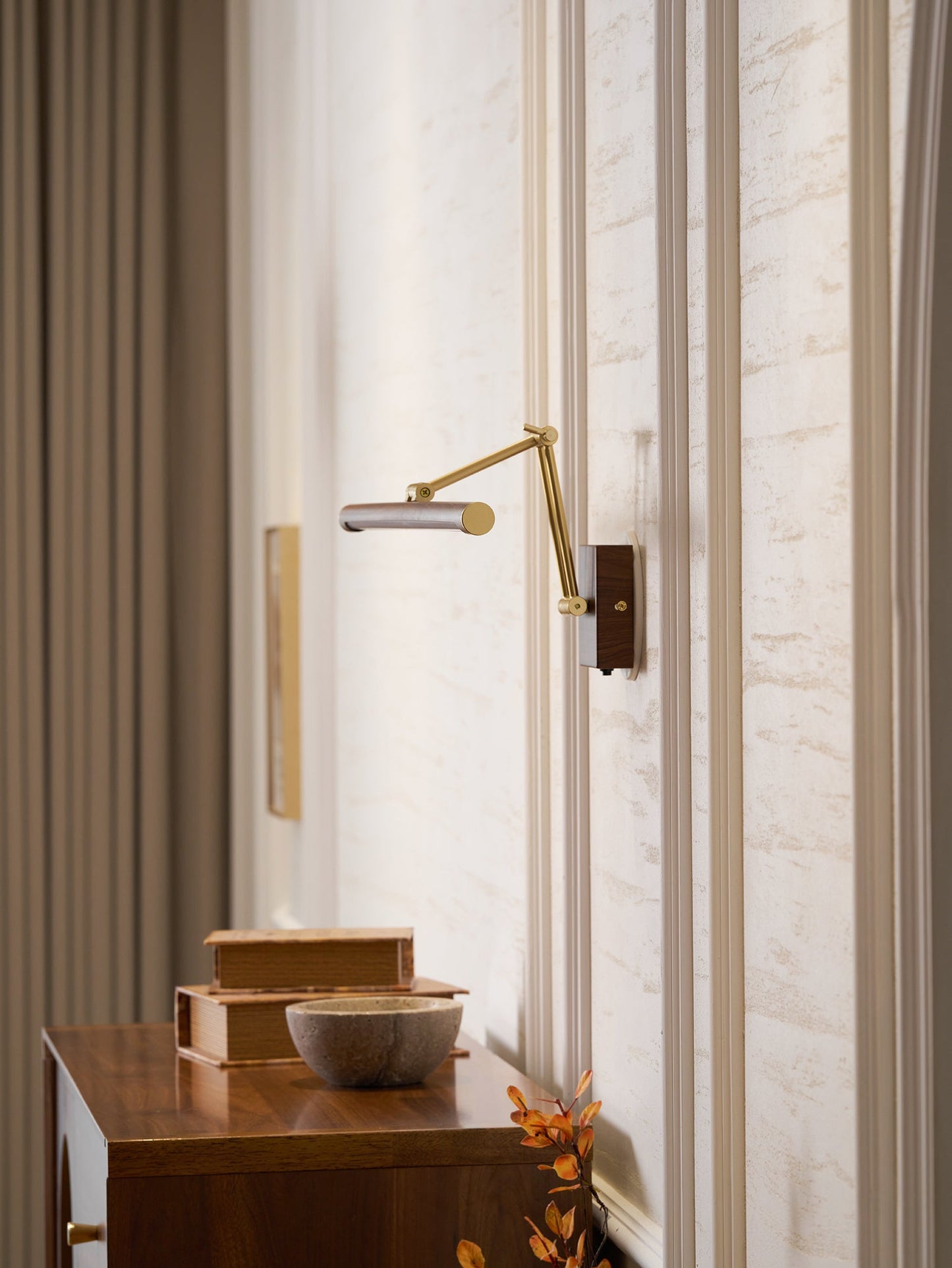 Walnut Linear Adjustable Wall Light - Dimmable & Energy Efficient