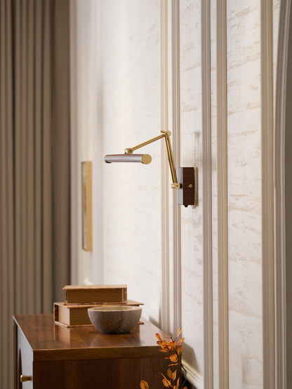 Walnut Linear Adjustable Wall Light - Dimmable & Energy Efficient