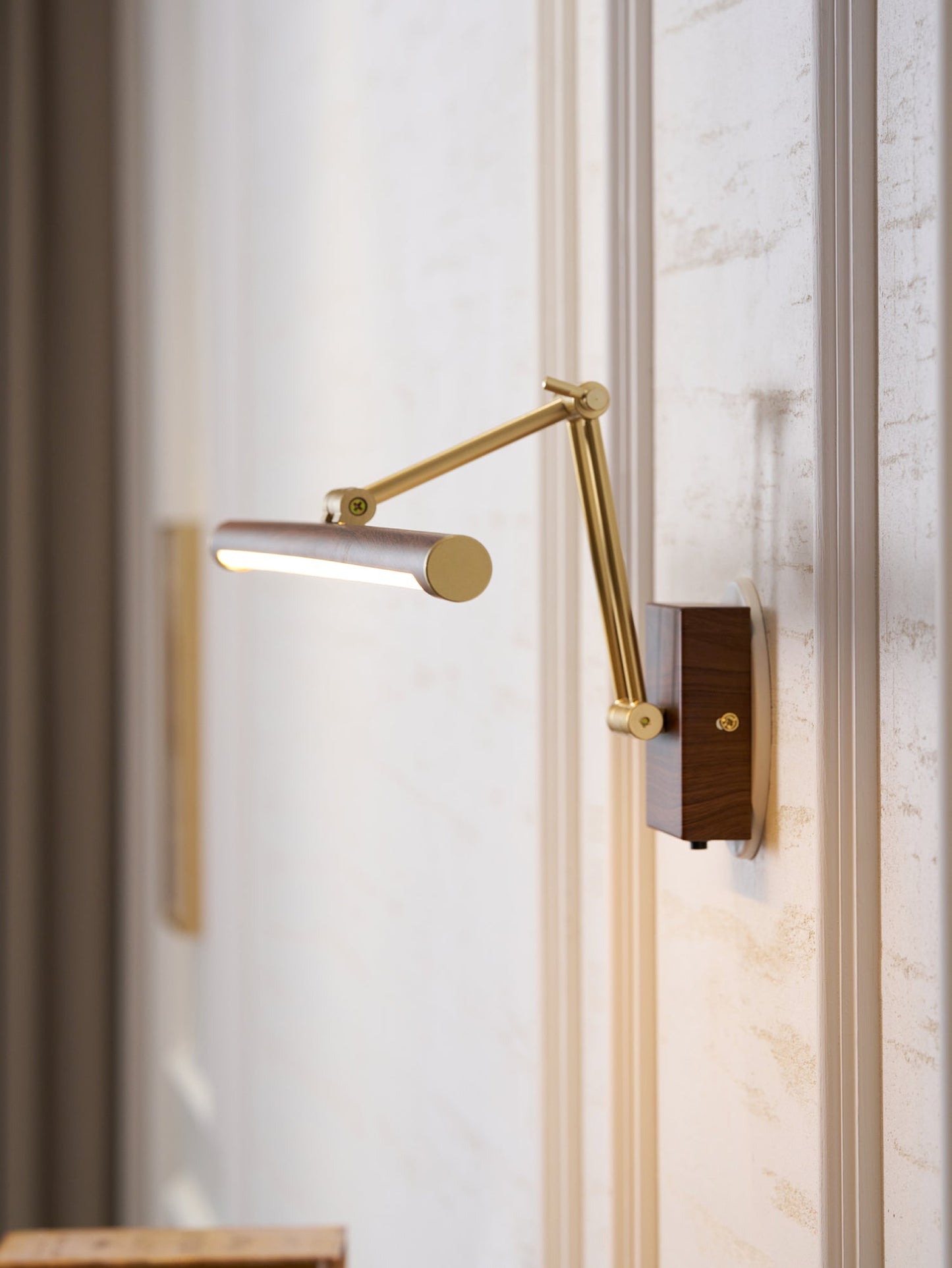 Walnut Linear Adjustable Wall Light - Dimmable & Energy Efficient