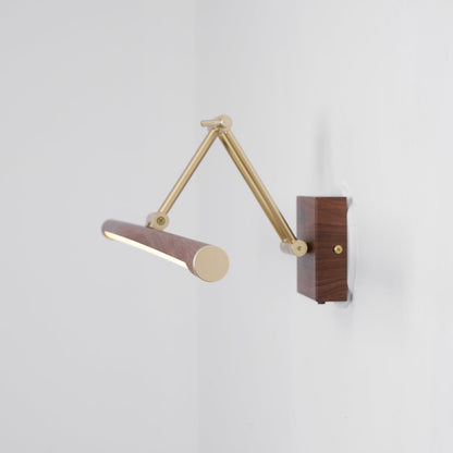 Walnut Linear Adjustable Wall Light - Dimmable & Energy Efficient