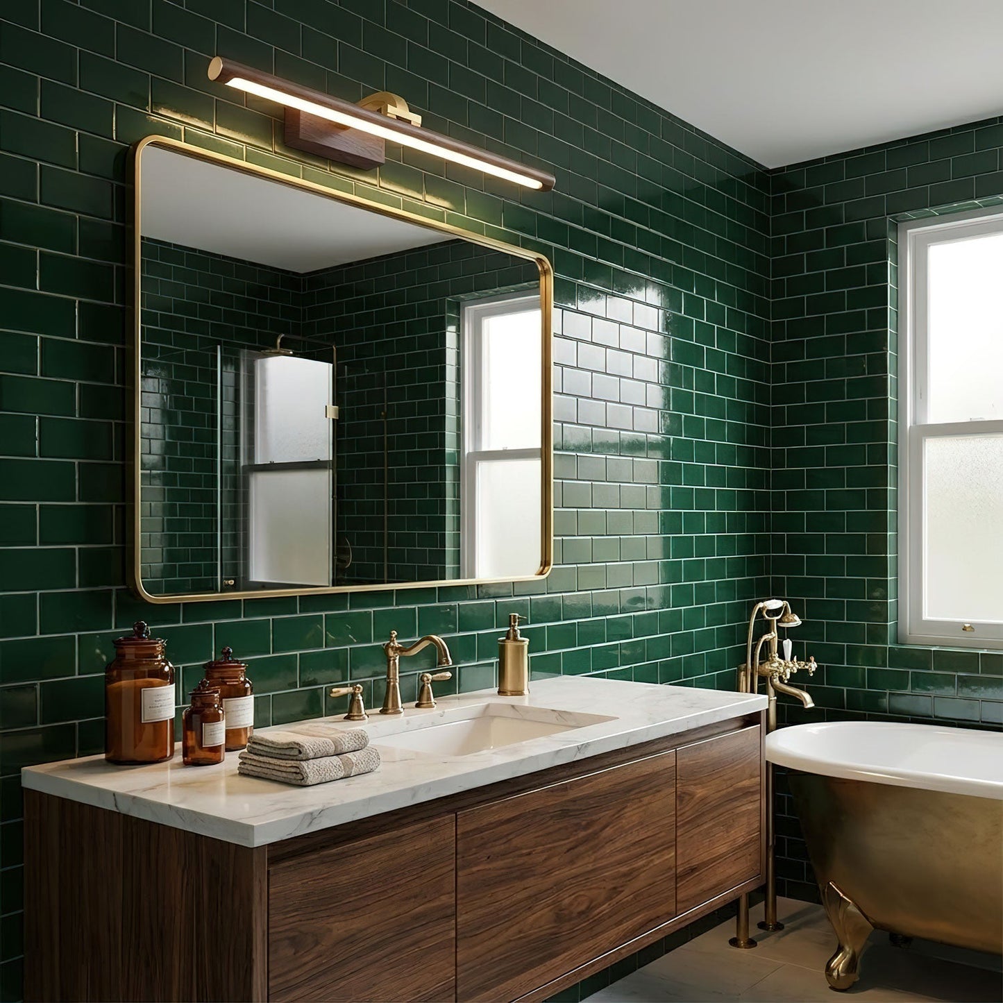Walnut Linear LED Wall Light - Dimmable, Energy Efficient Illumination
