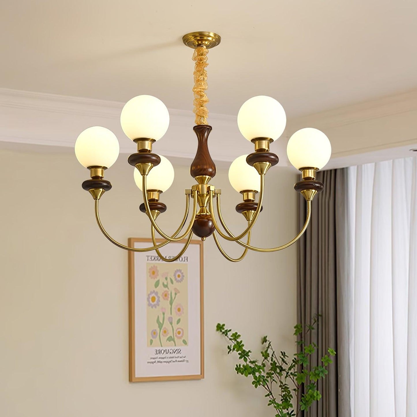Elegant Retro Monique Chandelier - Adjustable Height, Crystal Accents