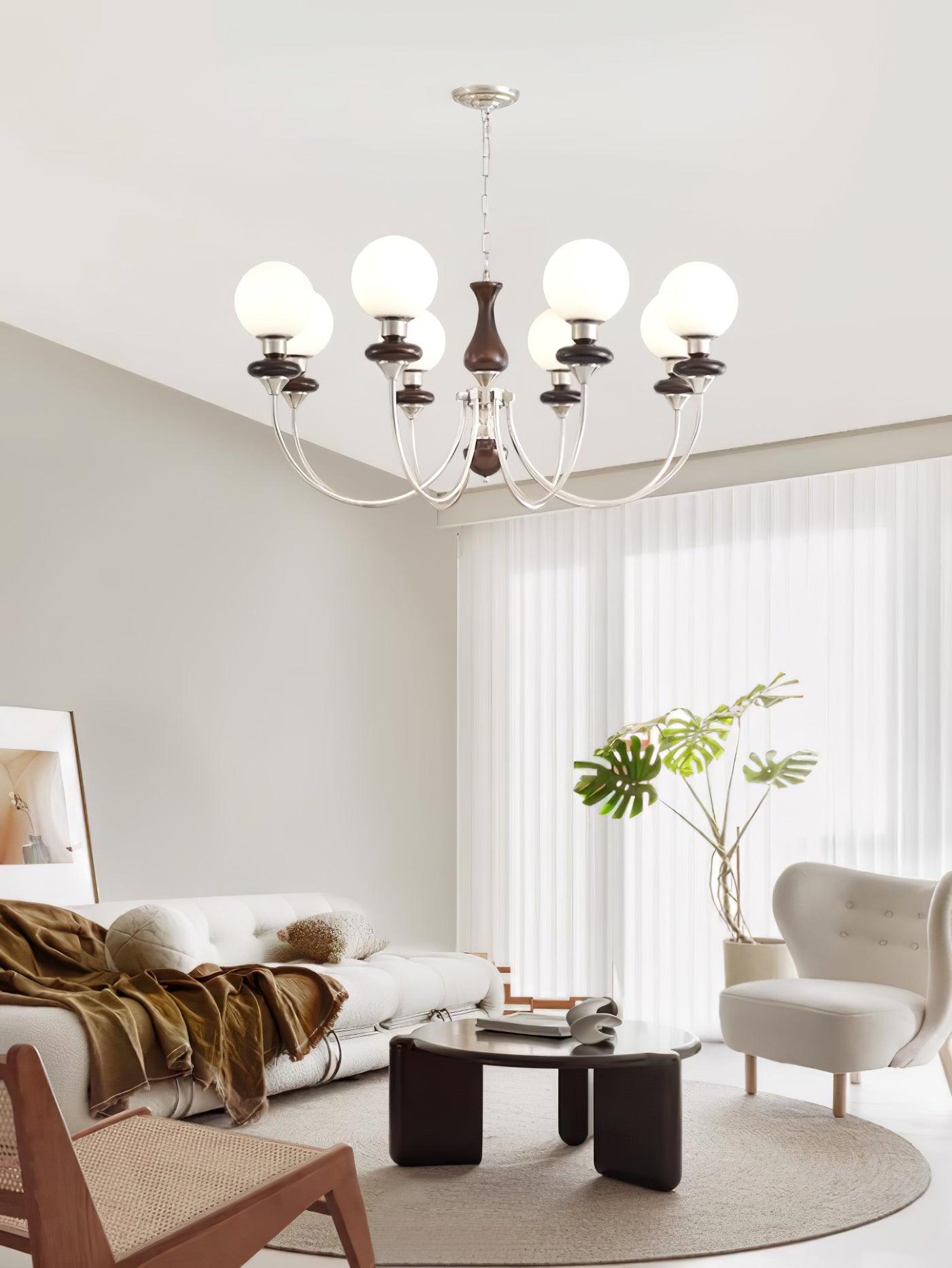 Elegant Retro Monique Chandelier - Adjustable Height, Crystal Accents