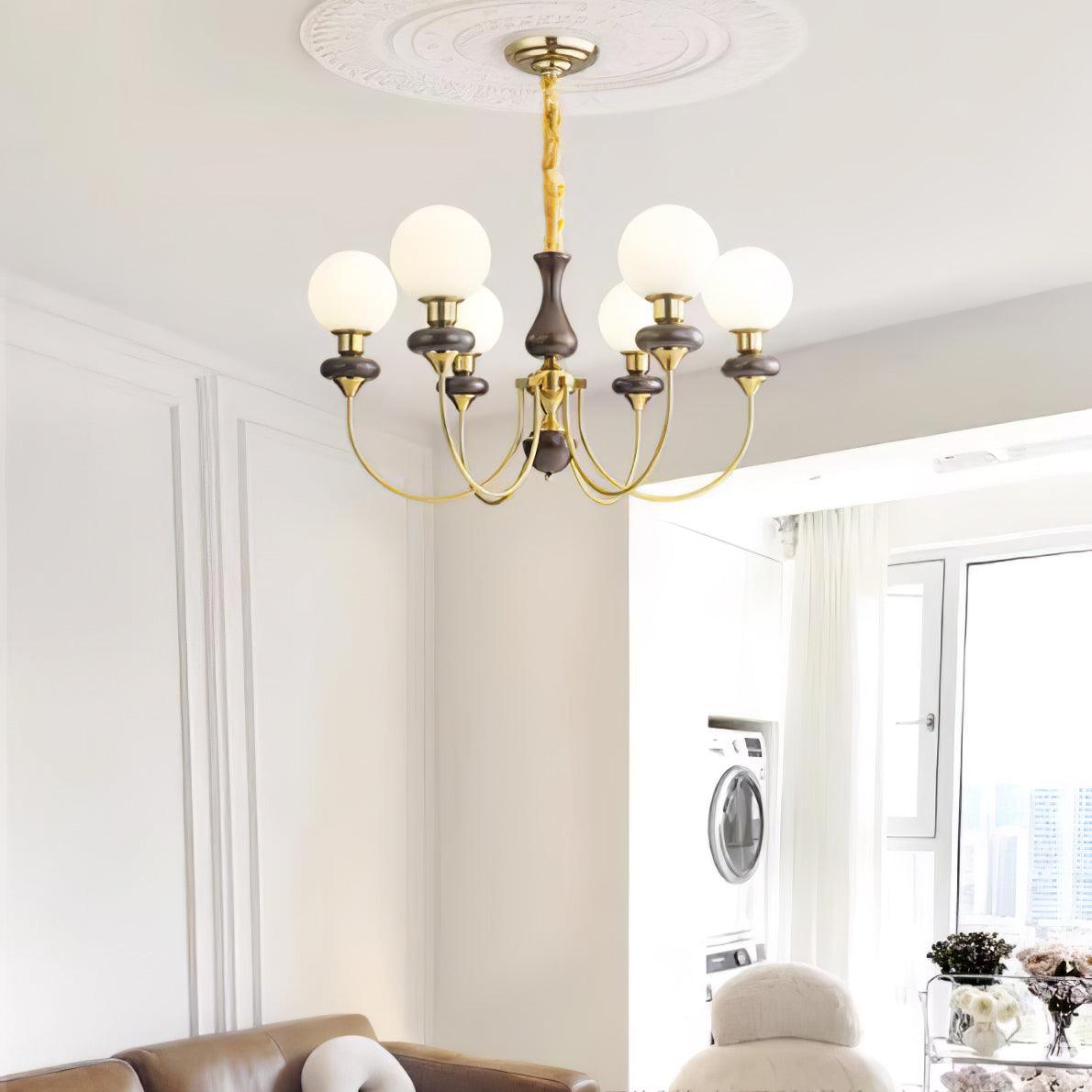 Elegant Retro Monique Chandelier - Adjustable Height, Crystal Accents