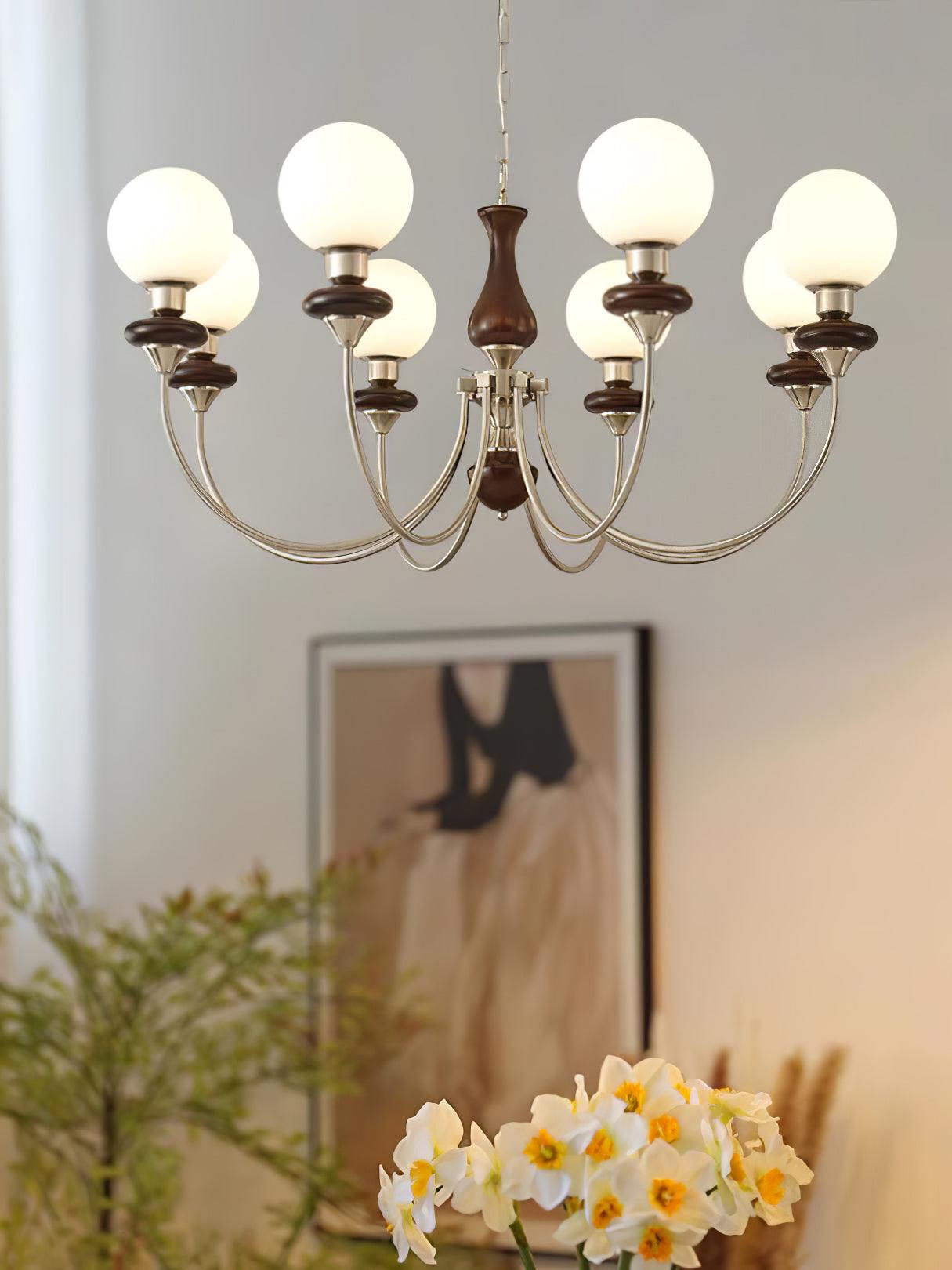 Elegant Retro Monique Chandelier - Adjustable Height, Crystal Accents