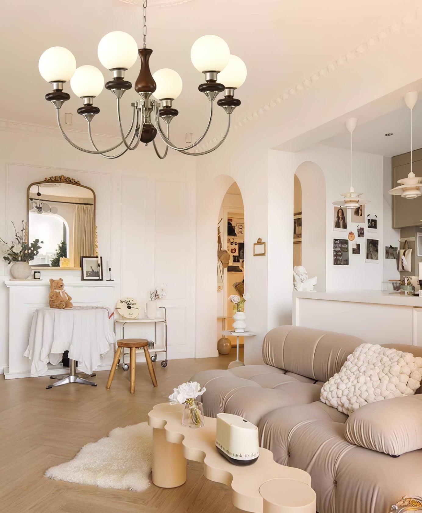 Elegant Retro Monique Chandelier - Adjustable Height, Crystal Accents