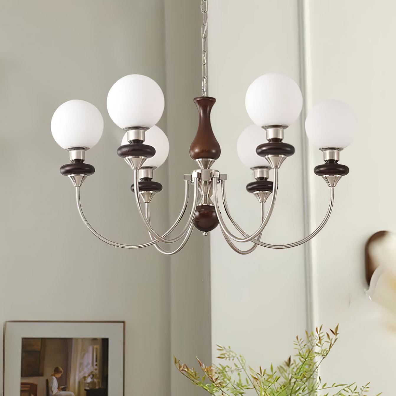 Elegant Retro Monique Chandelier - Adjustable Height, Crystal Accents