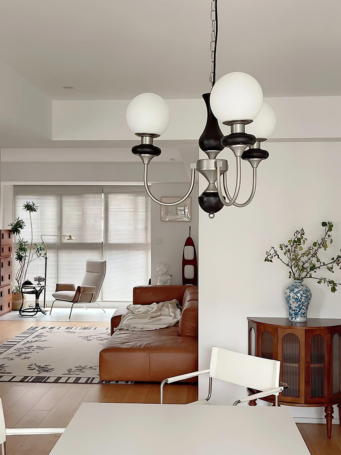 Elegant Retro Monique Chandelier - Adjustable Height, Crystal Accents