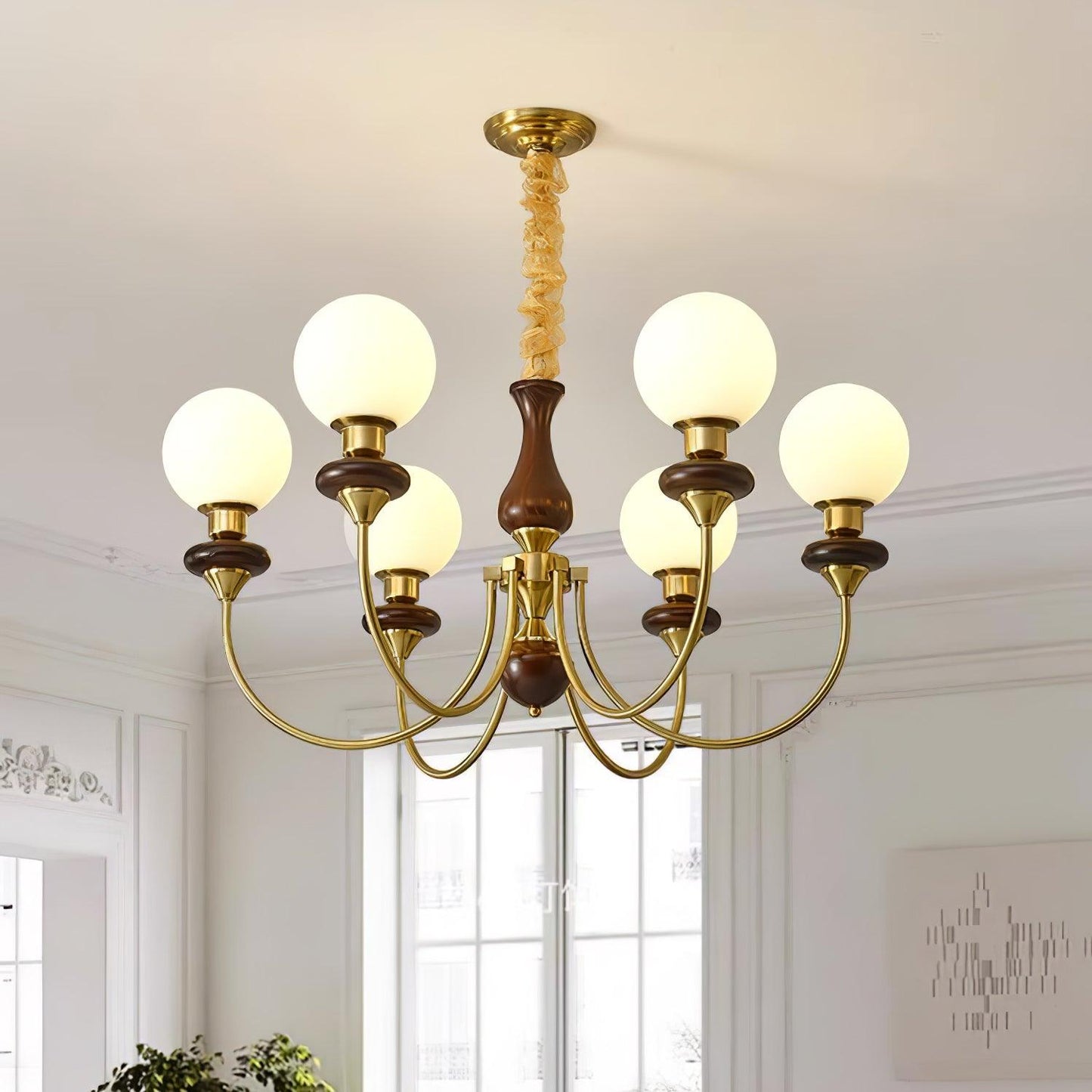Elegant Retro Monique Chandelier - Adjustable Height, Crystal Accents